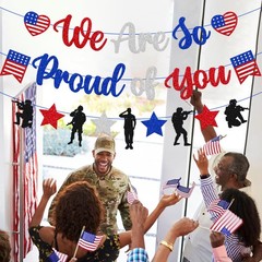 Military Going Away Party Decorations We Are So Proud of You Banner Blue