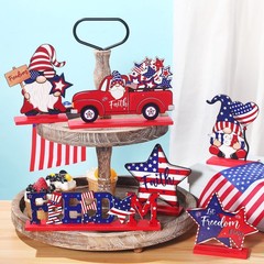 6 Pieces Patriotic Table Decor Memorial Day Table Decorations Wooden Gnome Fr…