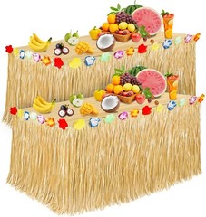 Luau Party Decorations, Grass Table Skirt for Tropical Hawaiian Party Decoration
