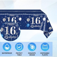 41PCS 16th Birthday Decorations for Boys Navy Blue Silver 16 16 Years Old