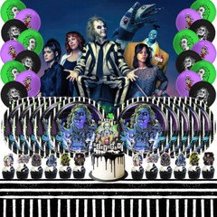 Beetlejuice Party Supplies Set Plates Balloons Cake Toppers Banner Tablecloth