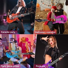 12-Pack Inflatable Blow-up Electric Guitars Assorted Colors 35in Birthday Party