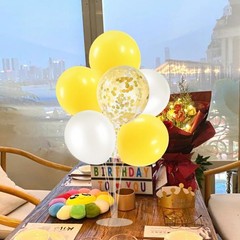 4Set Yellow and White Balloon Stand Table Centerpiece Party Decor