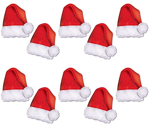 Mini Santa Hat Paper Cutouts 10 Piece Christmas Decorations 5″