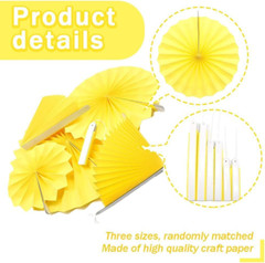 Yellow Hanging Paper Fans Party Decoration round Paper Garlands Set Wall Backgro