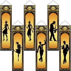 Pcs Roaring Party Decorations Black Gold 19Hanging Banner for Retro 6 20s