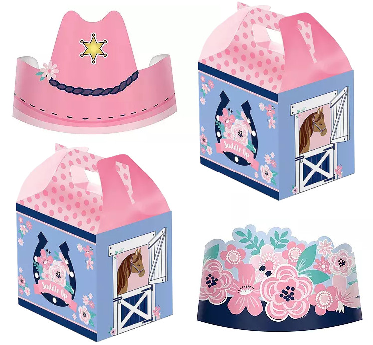 Saddle Up Birthday Party 4 Hats 4 Crowns 8 Treat Boxes Equestrian Pony Horses