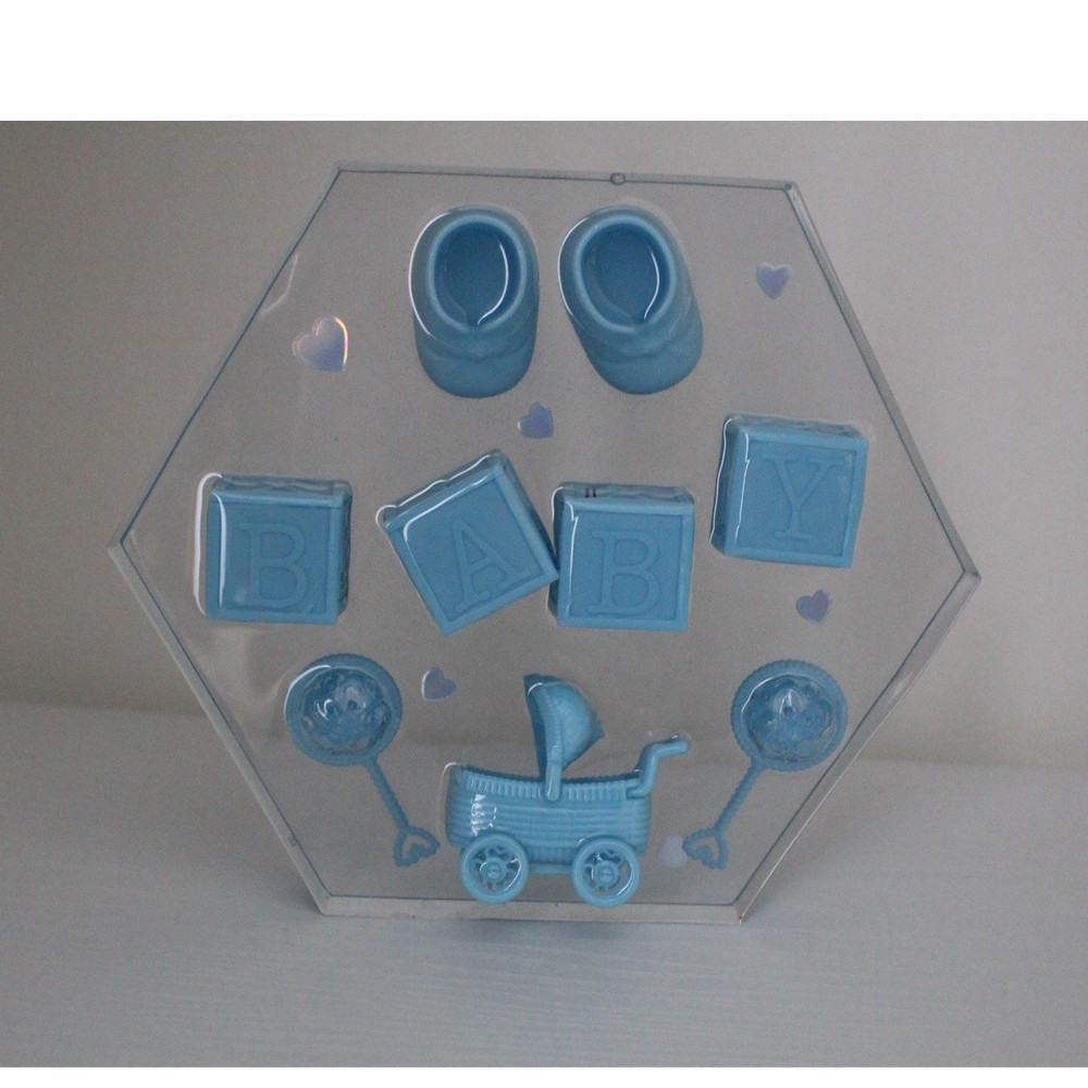 Hand crafted epoxy art !!!Blue Plastic Baby Shower Decoration with Blocks