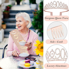8Pcs 90Th Birthday Decorations for Women, Including 90 Year Old Birthday Cake To