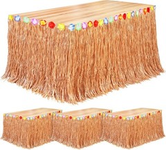 Luau Grass Table Skirts Natural 9 Feet x 29.5 Inch Hawaiian Tropical Moana Decor