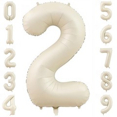 Cream Number 2 Balloons,40 Inch 2 Balloons Giant Helium Foil Mylar Beige 2