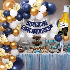 Navy Blue Gold Birthday Party Decorations for Men Women Boys Girls with HAPPY…