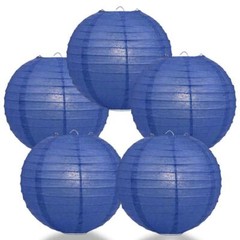 (5-PACK) 8″ Dark Blue Round Paper Lantern, Even Ribbing, Hanging Decoration