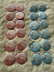 Gender Reveal Button Pins 24pc Team Boy Team Girl Gender Reveal Pins 5CM 12 Each