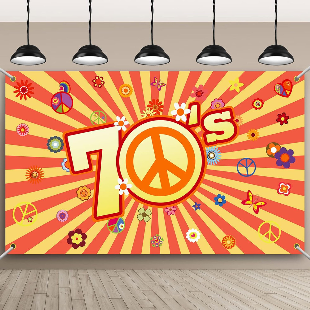 70s Party Backdrop Back to 70s Backdrop Hippie Groovy Party Decorations Daisy…