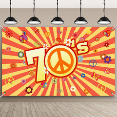 70s Party Backdrop Back to 70s Backdrop Hippie Groovy Party Decorations Daisy…