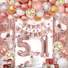 51st Rose Gold Birthday Party Decorations for Women, Rose Gold Happy Birthday…