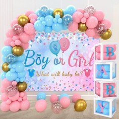 Gender Reveal Balloon Boxes Pink Blue Arch Decor