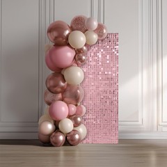 12 Pcs Pink Shimmer Wall Backdrop Panels Square Sequin Party Decoration 3×4 Ft