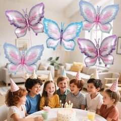 6 Pcs Butterfly Balloons, Butterfly Foil Mylar Balloon, Giant Colorful Butter…
