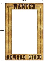 Lightweight Western Wanted Frame for Photo Booth – 15.5″ x 23.5″ Decor