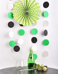 Paper Garland Circle Dots Hanging Decoration, 2.5» in Diameter,10-feet (Black,G