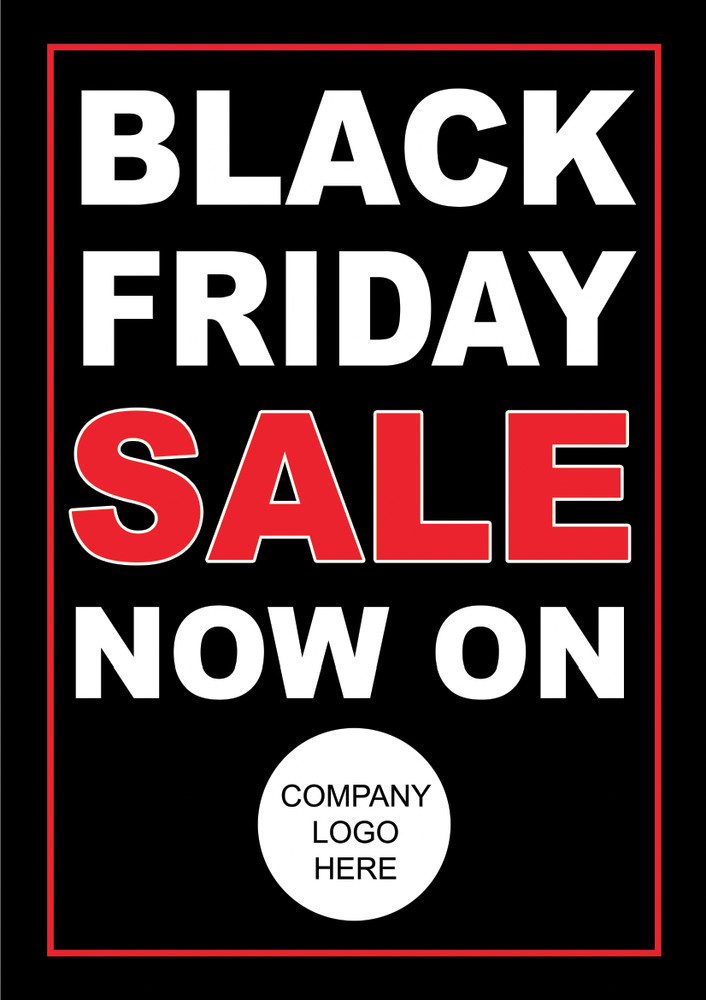 Black Friday Sale Poster Bespoke Text Wording Logo Any % Discount Retail Shop