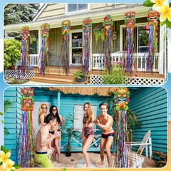 8 Pcs Hawaiian Luau Party Decorations 8.66 Inch x 3.3 Ft Colorful Decor