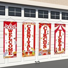 4 Pcs Party Decorations Welcome Tickets Porch Banner Hanging Carnival Circus