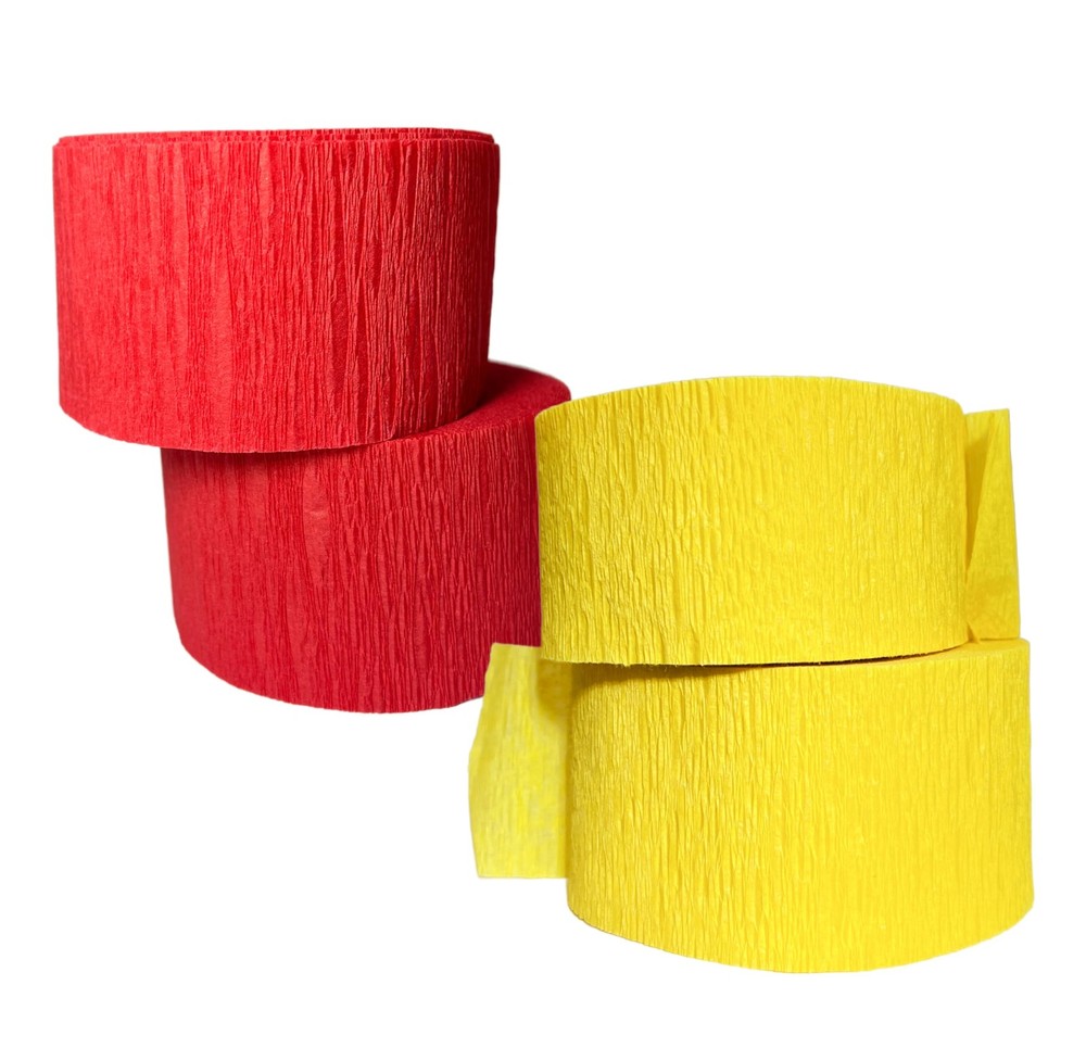 Red Gold Yellow Crepe Paper Streamers 2 Rolls Each Color USA Made Decor