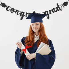 Congratulations Graduation Decorations Class of 2026, Pre-Strung Black Glitter C