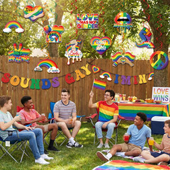 Pride Decorations Banner Hanging Swirls Sounds Gay I‘M in Glitter Banner Love Is