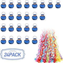 24 Pack Blue Multicolor Streamers Poppers No Mess Confetti Party Ribbons 17 FT