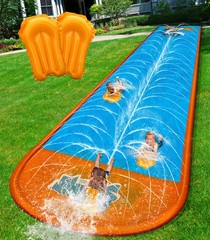 22ft Double Lane Slip and Water Slide for Kids Backyard Summer Outdoor Play Toy