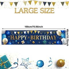 Yard Banner for Happy Birthday Gifts Large Birthday Banners for Blue, Gold