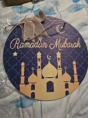 Ramadan Door Sign for Front Door Ramadan Kareem Hanger Wreaths Eid Mubarak Woode