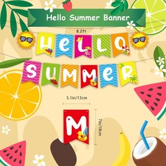 Colorful Hello Summer Sun Banner Garland Party Decorations Gift