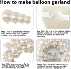 Pearl White Sand Balloons Arch Kit, Double Stuffed Pearl Beige Cream Balloons Di