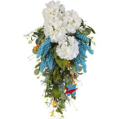 Minimalist Floral Wreath White Hydrangea 60 35cm for Festive Home Decor