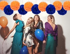 Tissue Pom Poms 12 Pack 10/12 Inch Blue Orange Flower Ball Party Decoration