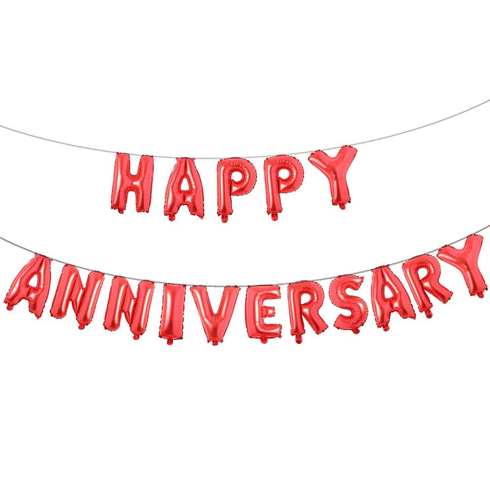 16 Inch Multicolor Happy Anniversary Letter Balloons Banner – Round Anniversa…