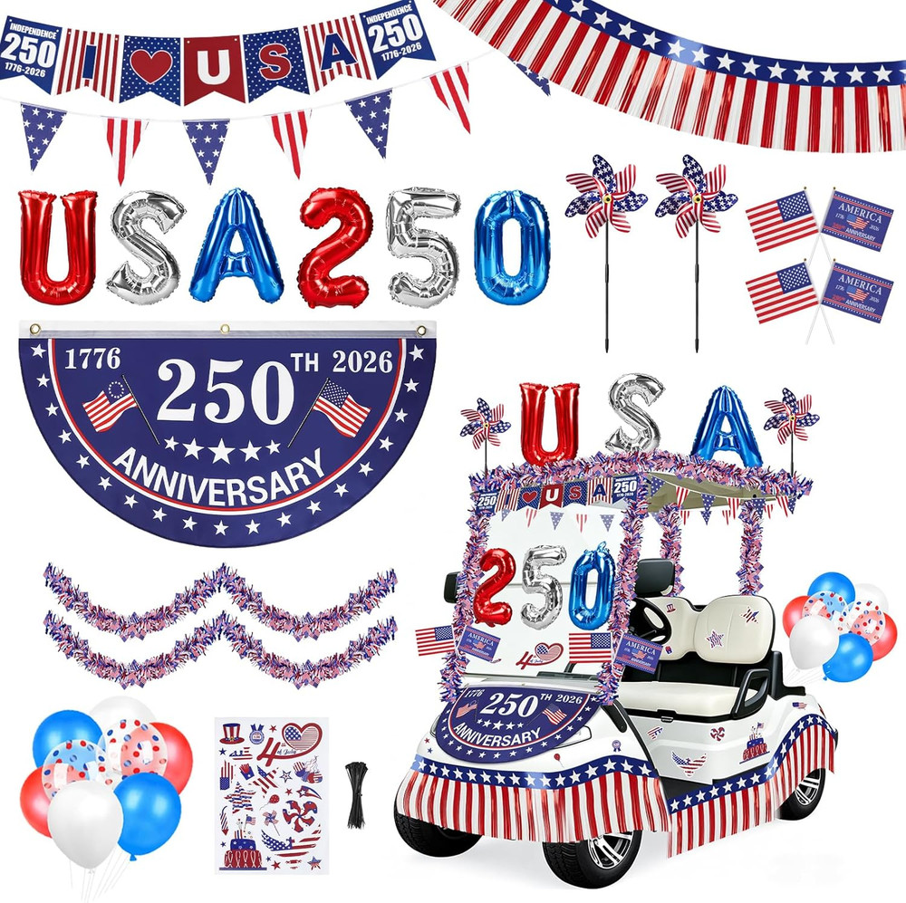 4Th of July Golf Cart Decorations Kit, 250Th Patriotic Parade Golf Cart Decor –