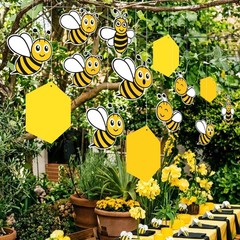 30 PCS Bee Baby Shower Party Decorations Spelling Birthday Hanging Swirls