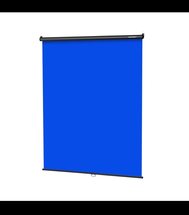 RAUBAY 152 x 220 cm Large Retractable Blue Screen wall mount For Pro Production