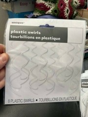 Unique 8 CT White Plastic Swirl Decorations New!!!