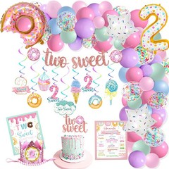 «Sweet Donut Birthday Party Decorations – 2nd Birthday Girl Banner, Cake Topper