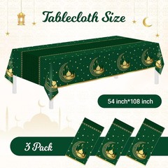 3 Pack Ramadan Table Cloth,Ramadan Decorations for Home,54″ x 108″ Eid Mubarak D