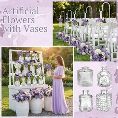 Ferrochef 36 Pcs Artificial Flowers Table Centerpiece Vases Spring Colorful