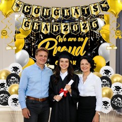 Graduation Decorations 2026, Black Gold Graduation Party Decorations Class of