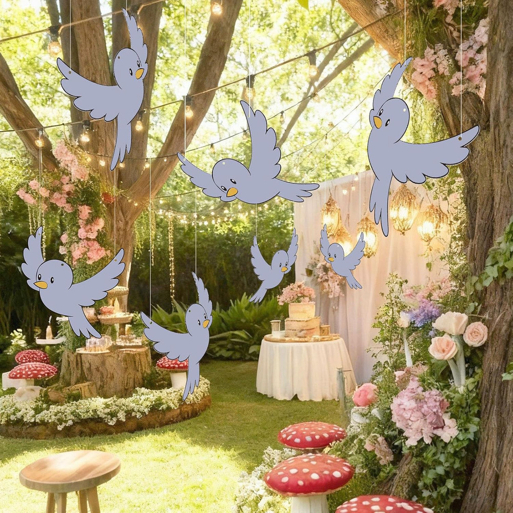25 Pcs Princess Gray Party Decor Princess Theme Party Favors Blue Bird Hanging O